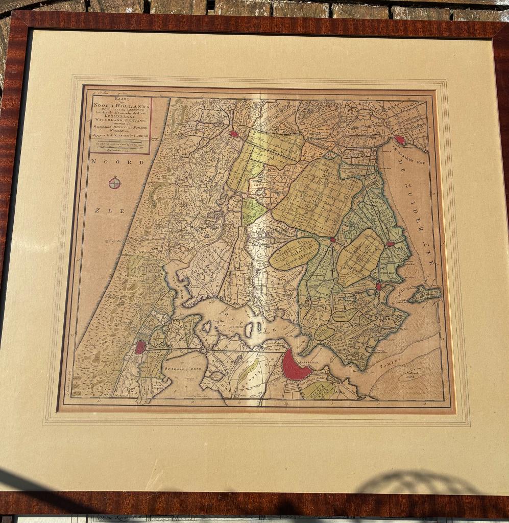 Originele 18e eeuwse gravure kaart . Tirion, 34 cm, Verzenden, Gravure, Cartografie