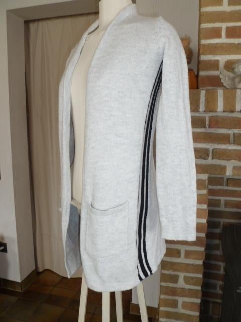 lange lichtgrijze cardigan gilet voor dames, small, Ophalen of Verzenden