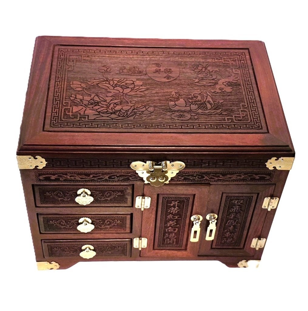 Grande boîte à bijoux chinoise en bois., Enlèvement ou Envoi, Comme neuf