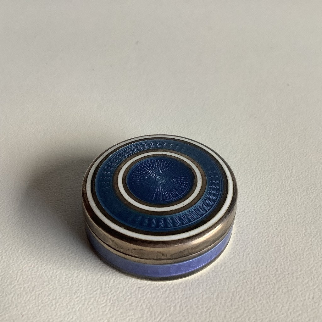 Prachtig zilver en groen guilloche pillendoosje, Antiek en Kunst, Ophalen of Verzenden, Zilver