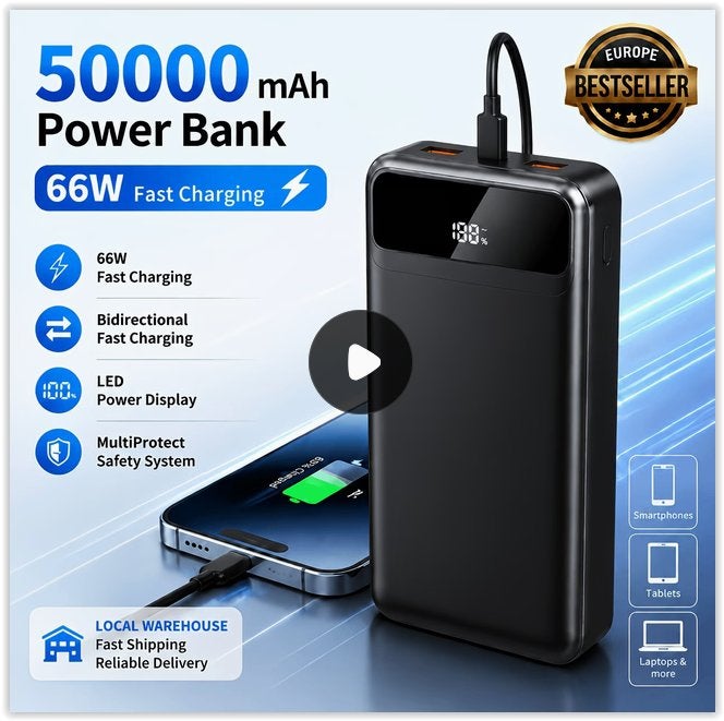 Chargeur Portable Haute Puissance 50000mAh, Batterie, Telecommunicatie, Mobiele telefoons | Toebehoren en Onderdelen, Nieuw, Apple