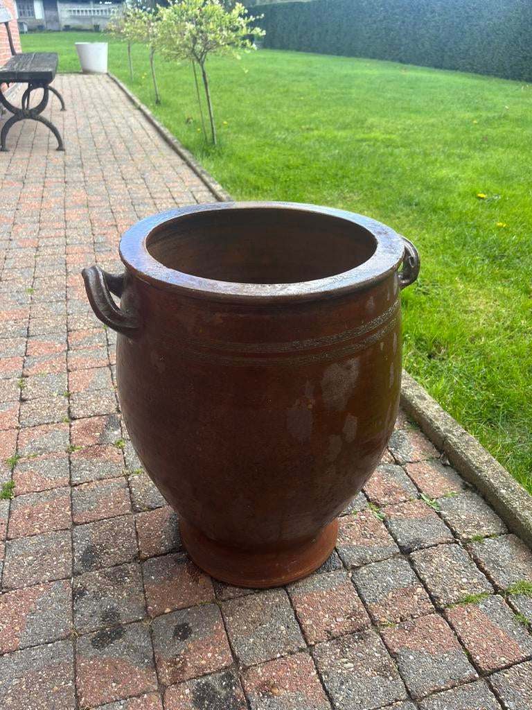 Antieke grespot/pekelpot H 50cm - B 35, Enlèvement, Rond, Moins de 50 cm