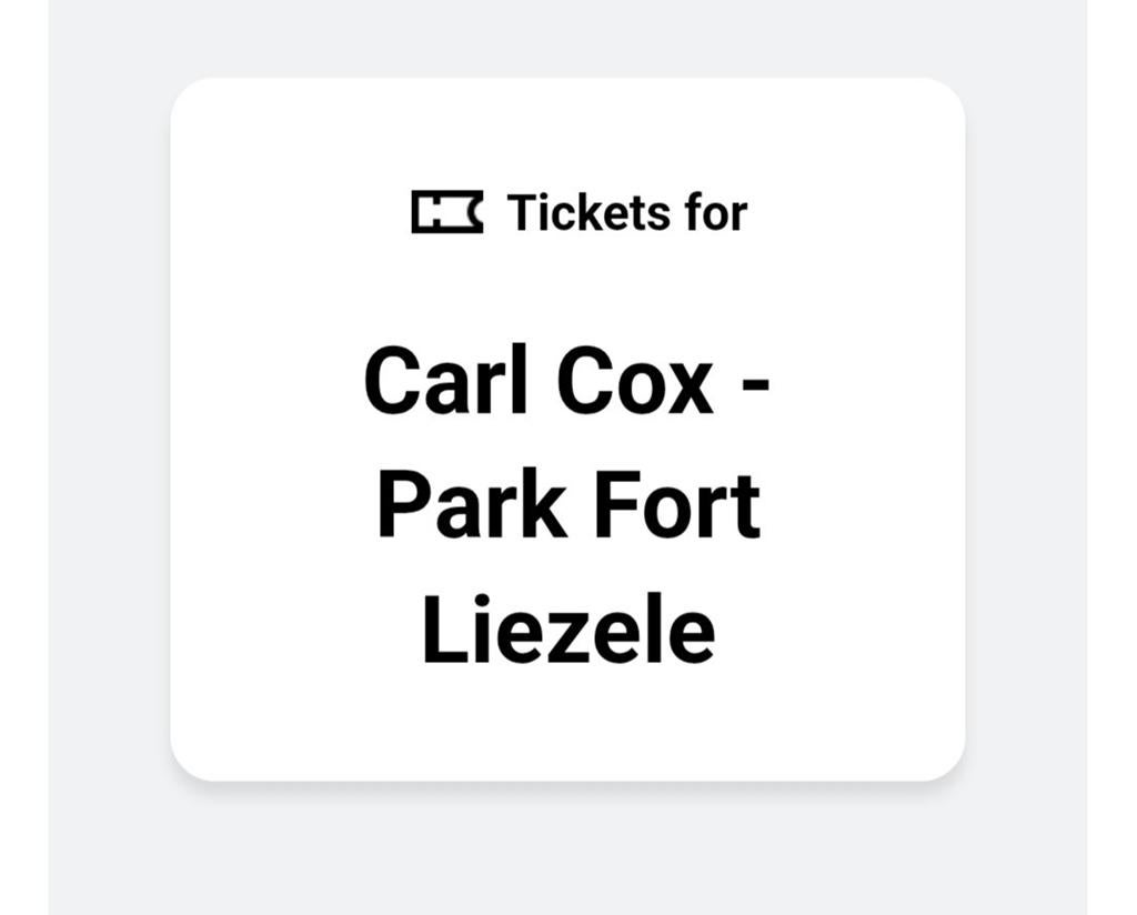 2 tickets Carl Cox 30/05/26 fort Liezele Labyrinth