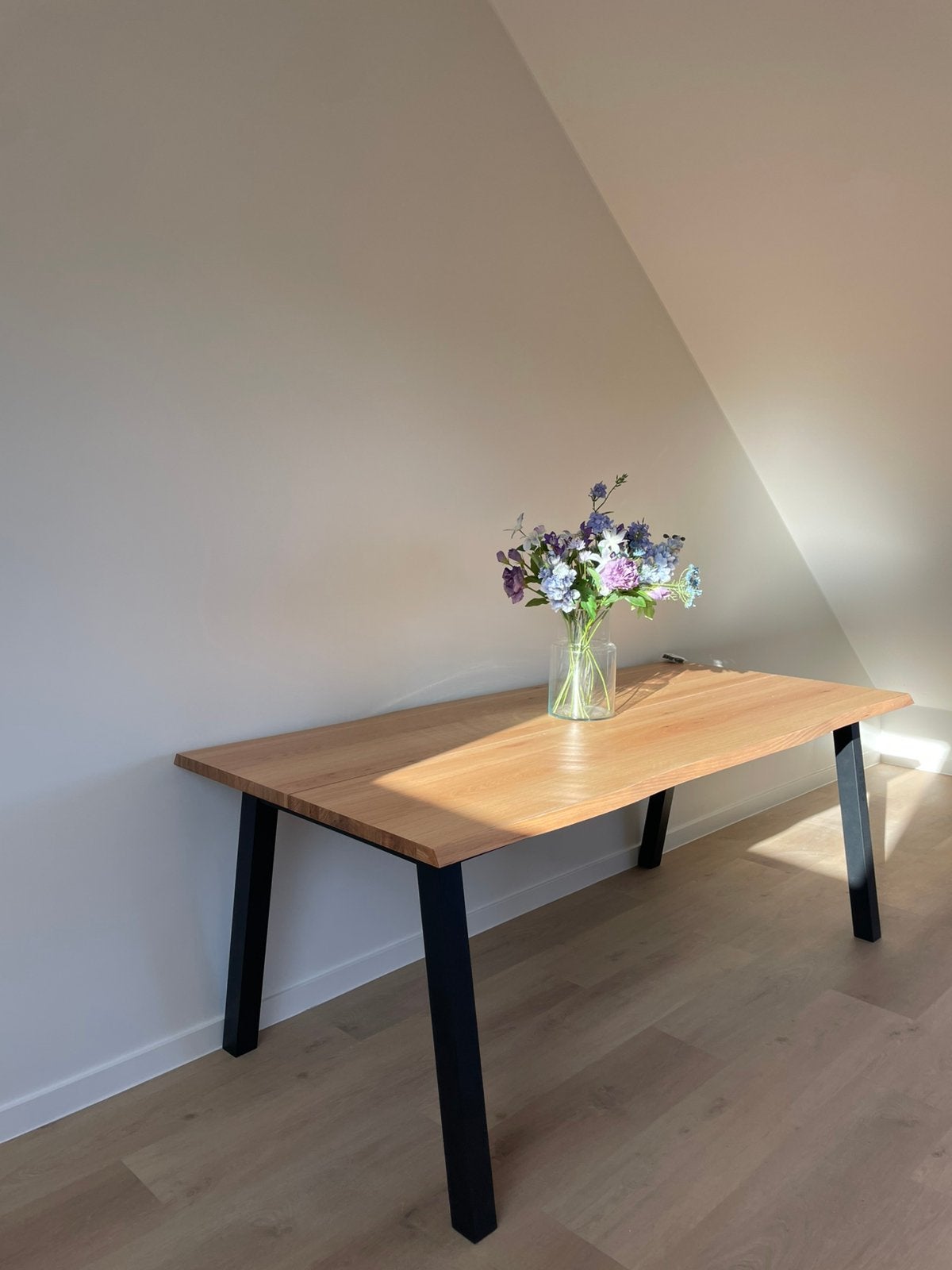 Table SKOVLUNDE 90x200 chêne naturel/noir, Neuf, Enlèvement, Chêne, 200 cm ou plus
