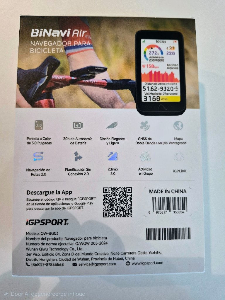 BiNavi Air Igssport fietscomputer, Fietsen en Brommers, Ophalen, Cadanssensor, Zo goed als nieuw