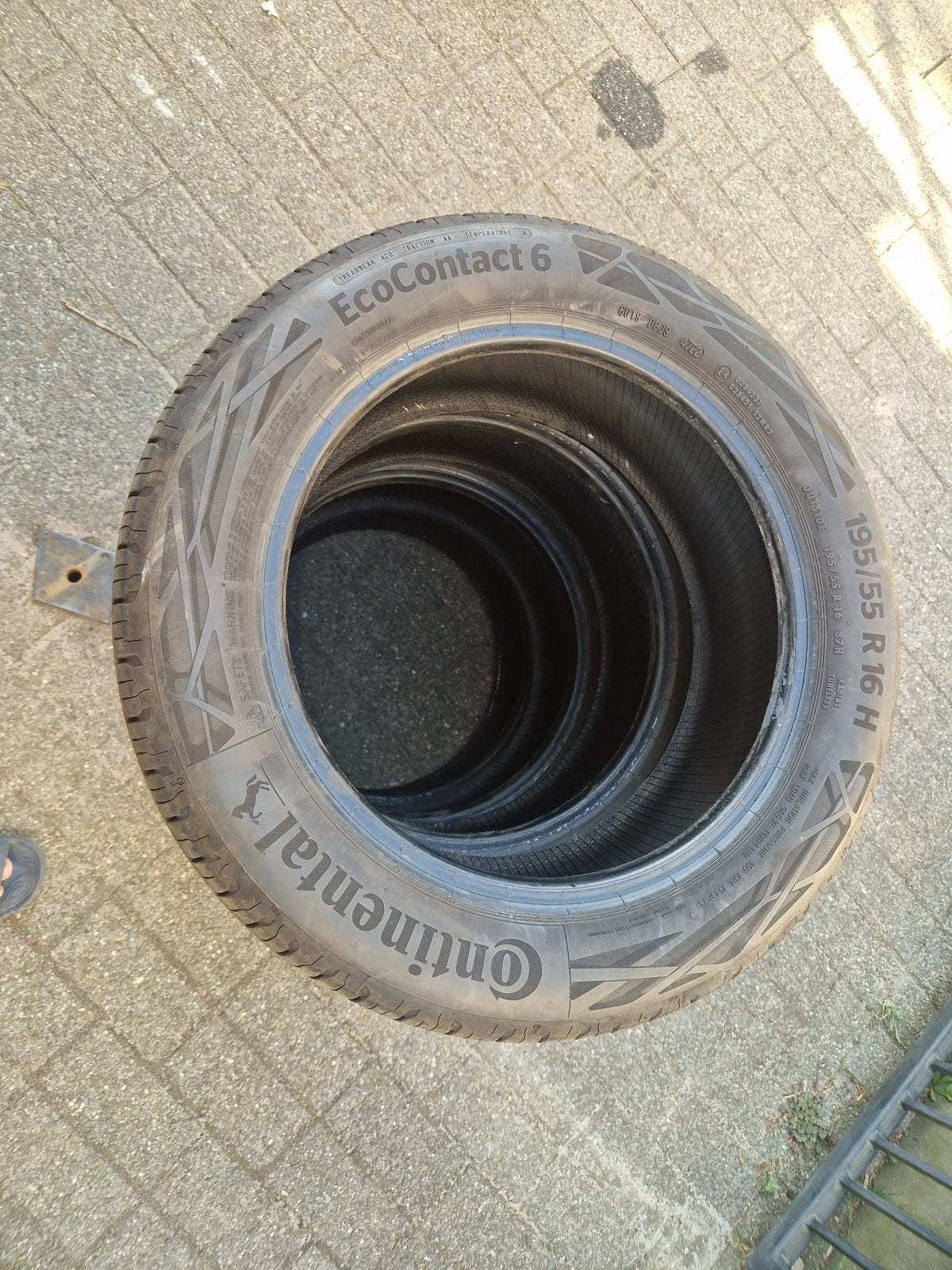 4 pneus Continental EcoContact 6 – 195/55 R16 87H – 6 mm, Enlèvement, Comme neuf