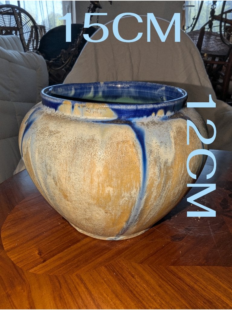 Thulin keramische potcover 15cm vloeiend emaille Art Deco, Antiek en Kunst, Ophalen of Verzenden