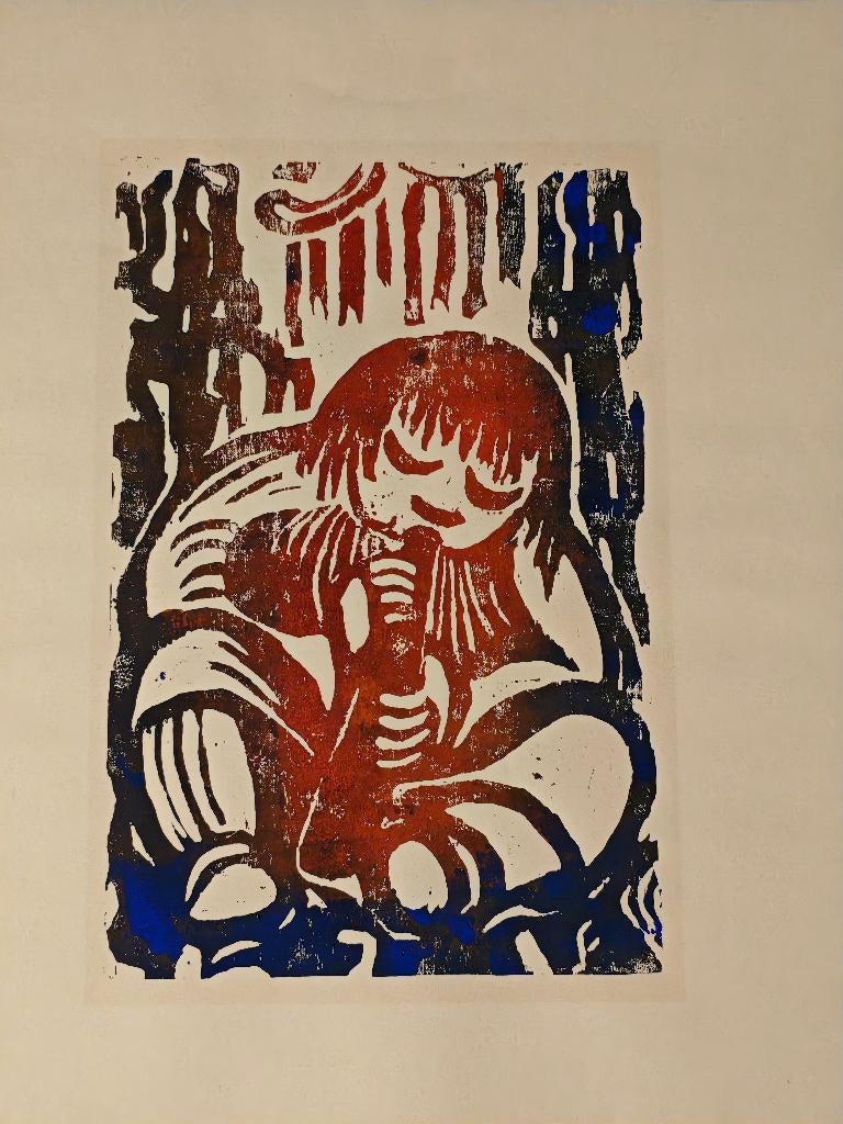 Expressionistisch grafisch werk – Gula – houtsnededruk, Enlèvement ou Envoi