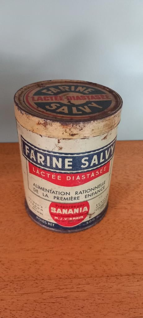 Ancienne boîte métallique Farine Salvy Banania, Collections, Enlèvement ou Envoi