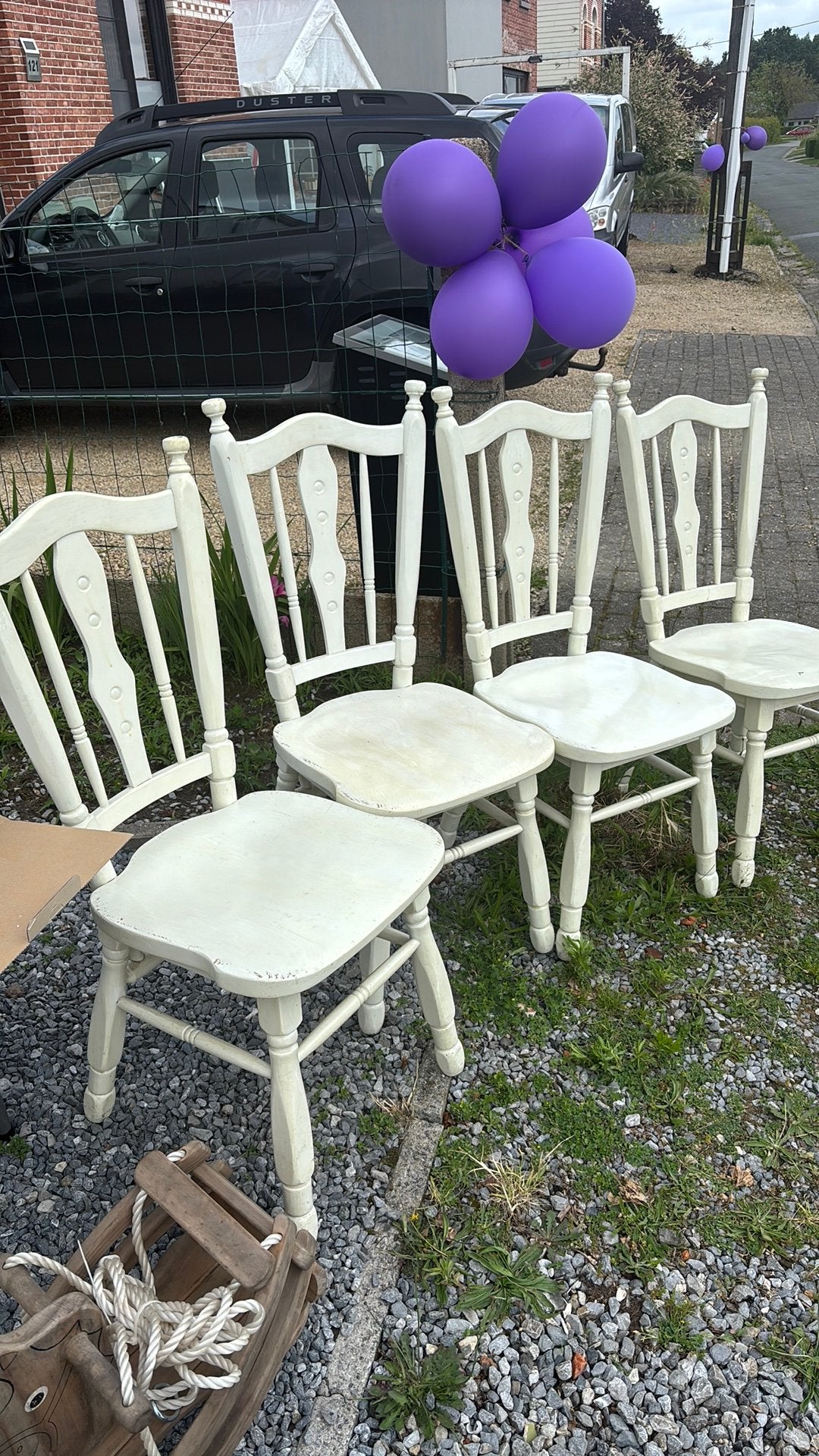 4 stoelen, Enlèvement, Utilisé, Blanc, Bois