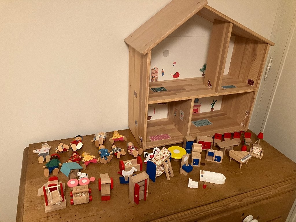 houten poppenhuis met meer dan 40 accessoires, Enlèvement, Maison de poupées
