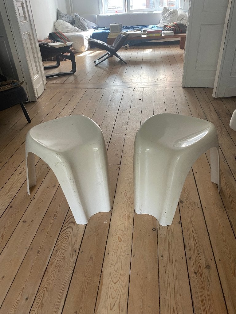 Paire de tabourets vintage Space Age blancs, Enlèvement, Utilisé, Plastique