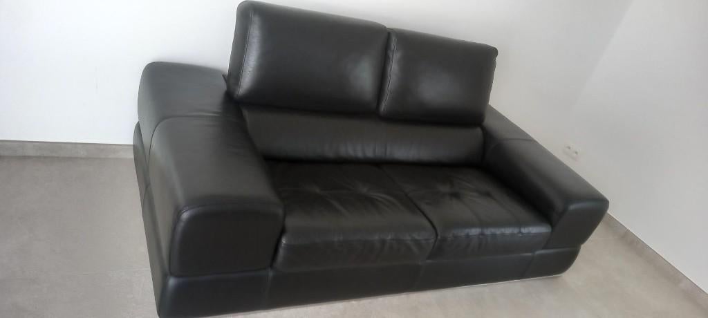 Divan cuir noir "MAX DIVANI ! - 2 places, Huis en Inrichting, Ophalen, 150 tot 200 cm, Tweepersoons, Leer
