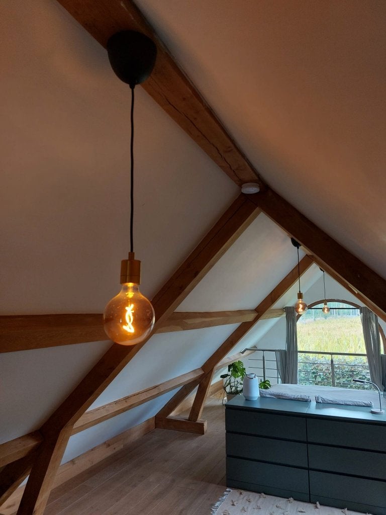 IKEA SUNNEBY / MOLNART hanglamp, zwart/bol grijs helder glas, Autres types, IKEA, Verre, Enlèvement