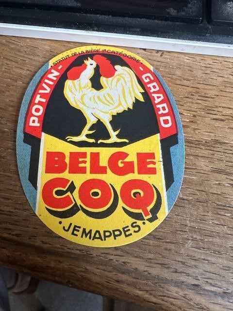 étiquette d'étiquette Coq Belge Potvin Grard Jemappes, Collections, Enlèvement ou Envoi, Neuf, Autres types, Autres marques