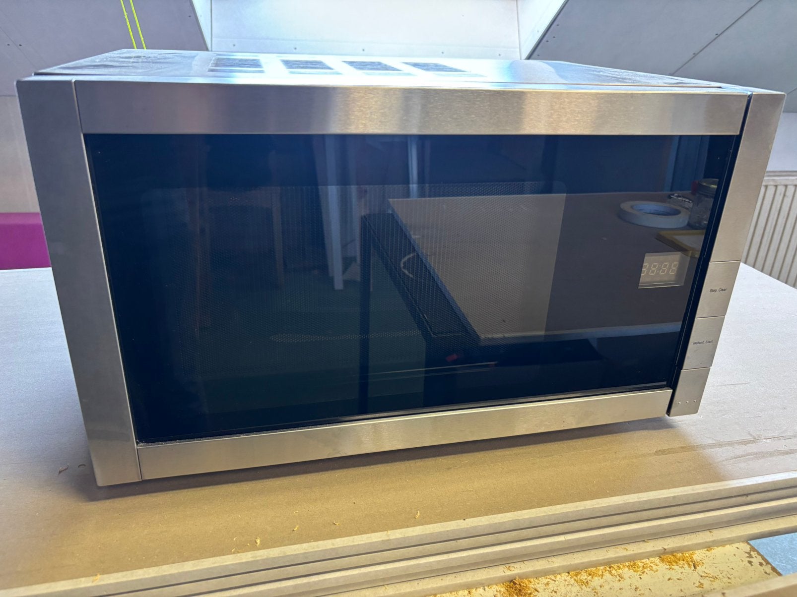 PRIMO MG2 combimagnetron in roestvrijstalen uitvoering., Ophalen, Zo goed als nieuw, Grill, Draaiplateau