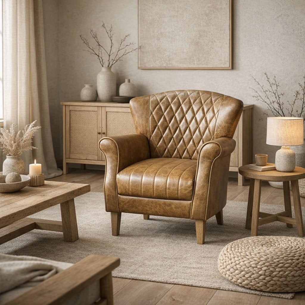 RUMPLE CHESTERFIELD FAUTEUIL VINTAGE COGNAC LEER zetel, Ophalen of Verzenden