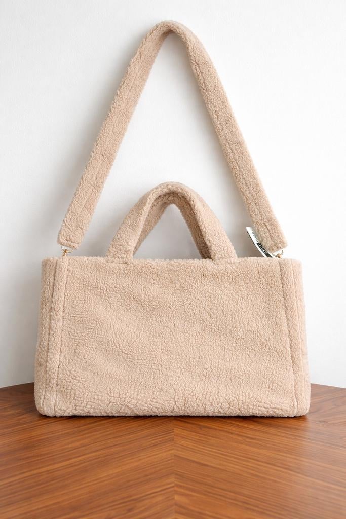 Nieuwe lichtbeige teddy handtas met schouderriem, Ophalen, Handtas