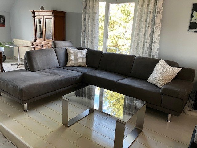 Canapé d'angle en tissu effet nubuck gris anthracite, Maison & Meubles, Enlèvement, Comme neuf, Banc d'angle, Tissus