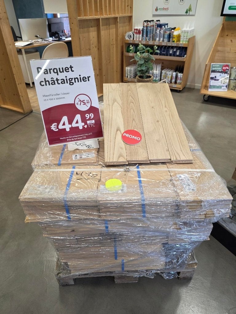 Plancher massif châtaignier, Moins de 10 cm, Planchers ou planches, Enlèvement, Bois