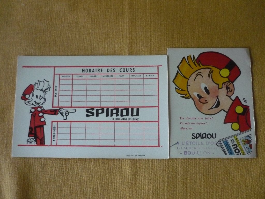 Buvard Spirou Franquin 1951+ Schoolagenda -1960, Verzamelen, Verzenden