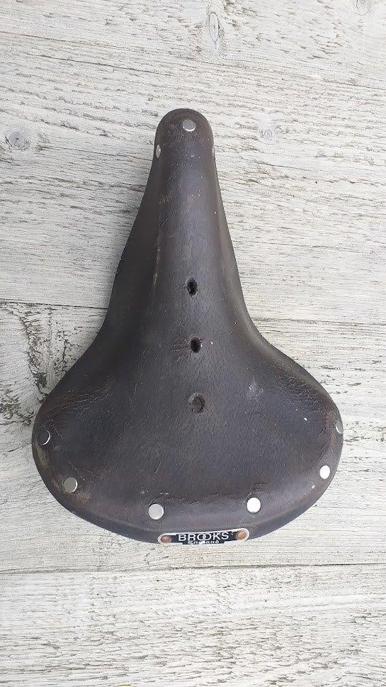 Vintage leren brooks zadel, Gebruikt, Leer, Ophalen of Verzenden, Ligfiets