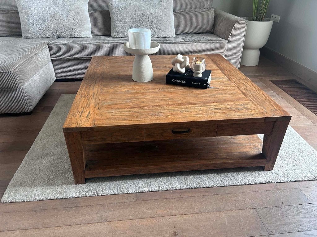Eiken salontafel, Huis en Inrichting, Tafels | Salontafels, Ophalen, Zo goed als nieuw, 5 – 50, 100 tot 150 cm