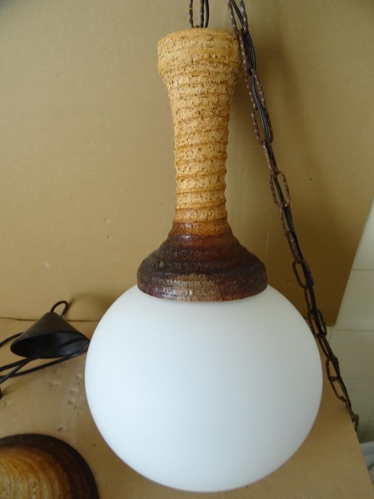 Lampe suspendue vintage en faïence 50cm design vintage 1970, Vintage design, Enlèvement ou Envoi, Comme neuf, Verre