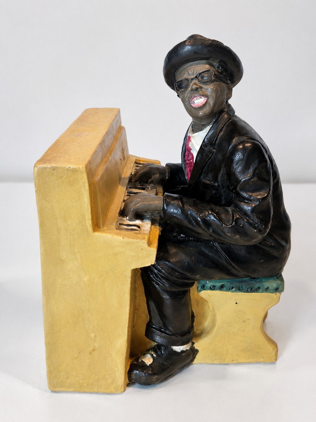 Vintage jazzpianist beeldje – muzikant aan piano – ca. 11 cm, Ophalen of Verzenden, Zo goed als nieuw, Mens