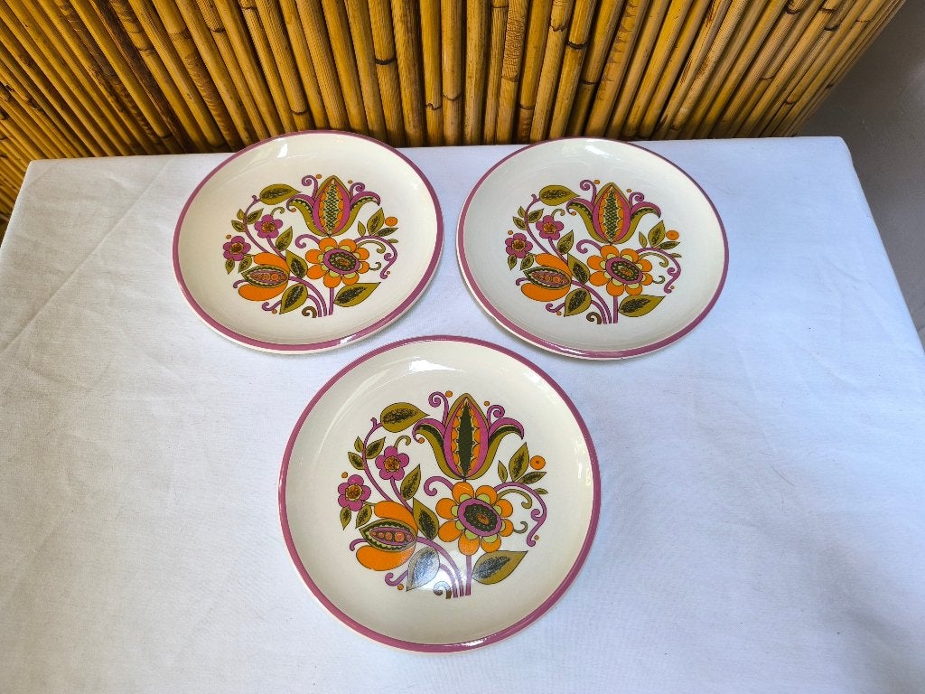 Assiettes vintage 1970 Boch Bali, Belgium, désign tropical, Antiquités & Art, Enlèvement ou Envoi
