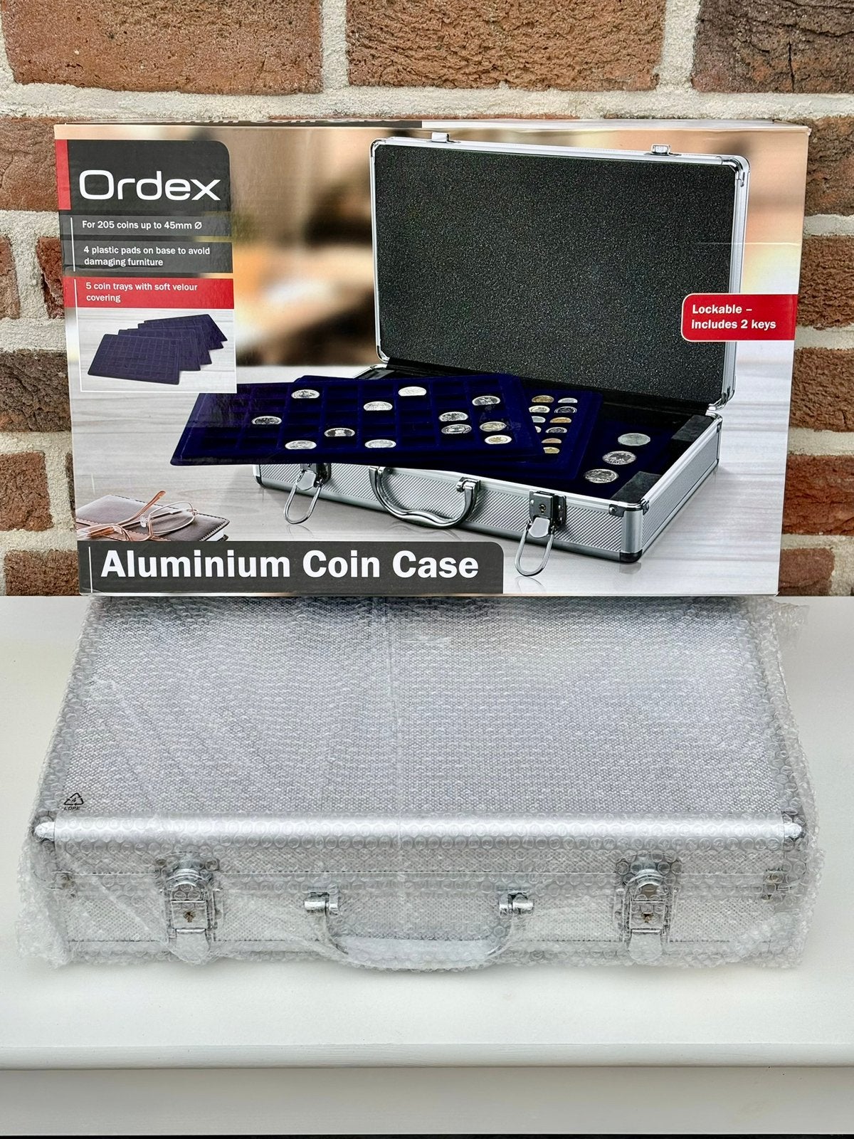 Ordex aluminium muntenkoffer voor 205 munten, Timbres & Monnaies, Monnaies & Billets de banque | Accessoires, Enlèvement ou Envoi