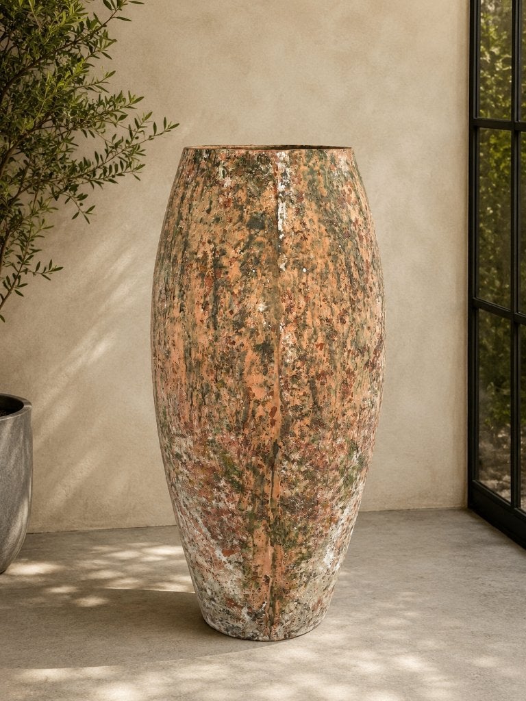Domani design terracotta vaas–148 cm–Belgische topkwaliteit, Ophalen, Handgemaakt, Meerkleurig, Zo goed als nieuw