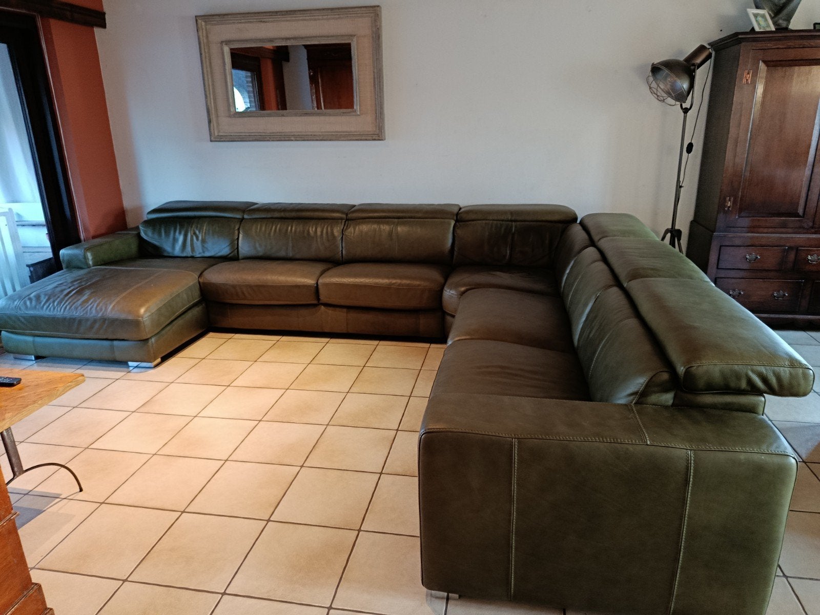 mooie grote zetel, Huis en Inrichting, Ophalen, Zo goed als nieuw, Leer