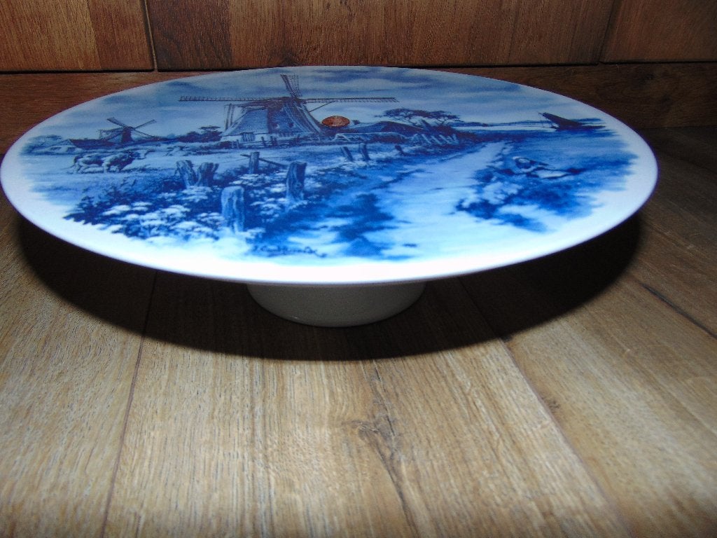 Taartschotel op voet Delfts Blauw, Enlèvement ou Envoi, Comme neuf, Présentoir à gâteau