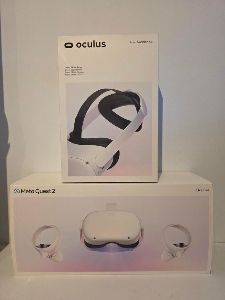 Oculus Quest 1 128GB + Elite strap, Games en Spelcomputers, Ophalen of Verzenden, Zo goed als nieuw, VR-bril, Overige platformen