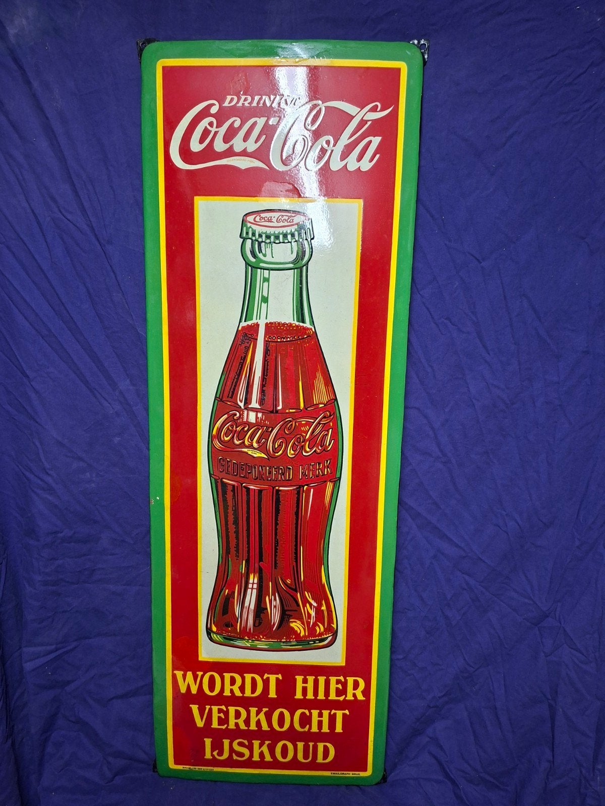 Coca Cola 1937 Gerestaureerde staat Emailgraph Brux., Verzamelen, Ophalen, Gebruikt, Reclamebord