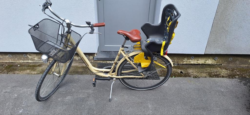Dames fiets met kinderzitje, Ophalen