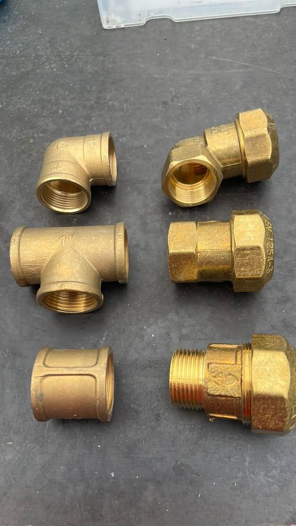 Koppelingen en adapterstukken 1” uit messing - NIEUW!!, Doe-het-zelf en Bouw, Ophalen of Verzenden, Nieuw, Overige materialen