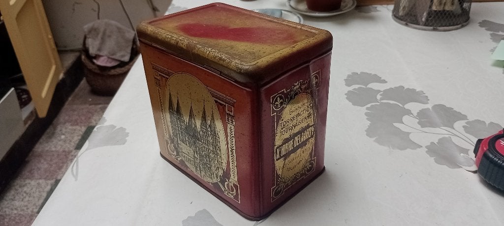 Boîte à café ancienne Hivres Delaunoy Jean Noté Tournai 1922, Collections, Enlèvement ou Envoi, Utilisé, Café