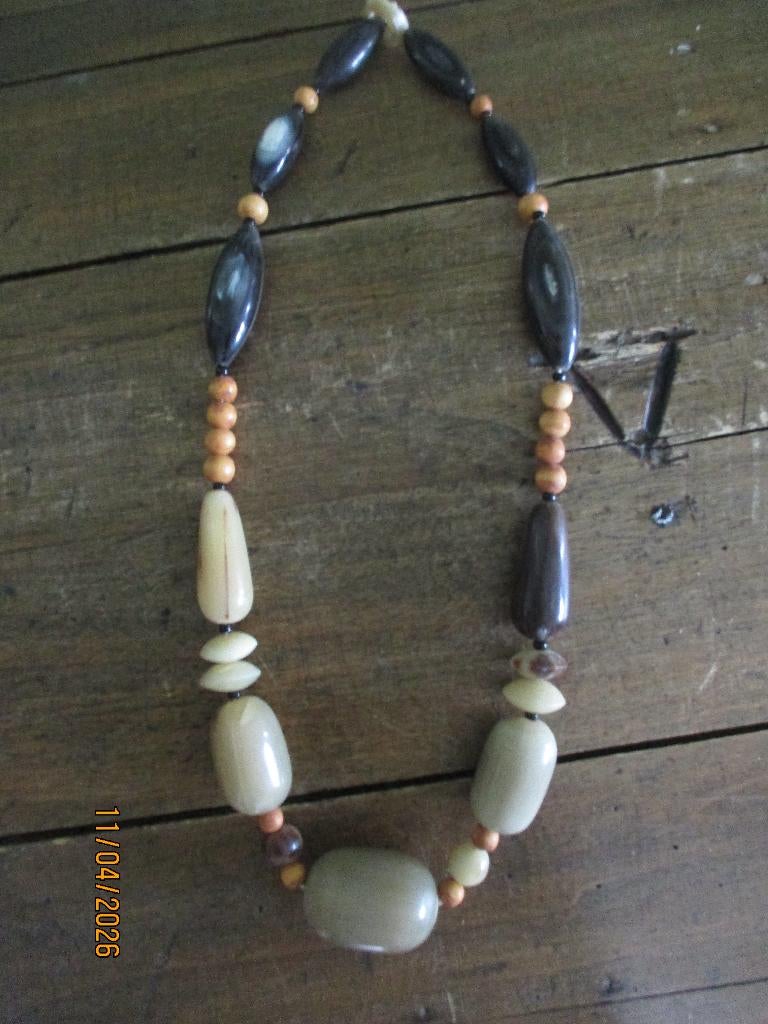 Collier artisanal ethnique, Handtassen en Accessoires, Kettingen, Ophalen of Verzenden, Zo goed als nieuw, Bruin, Overige materialen