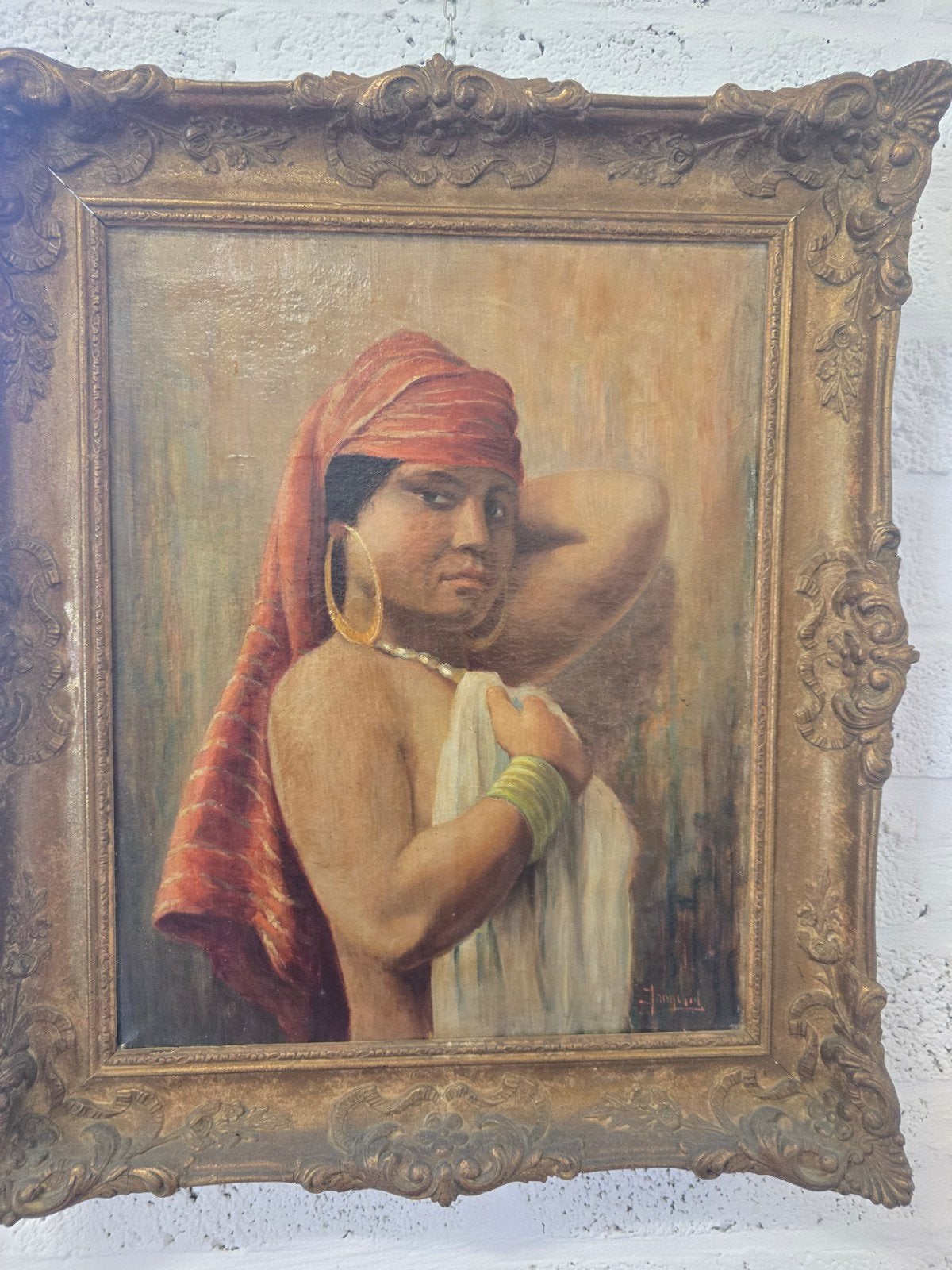 antiek schilderij orientaalse stijl (gesigneerd), Ophalen, Doek, Portret of Personen, Impressionistisch