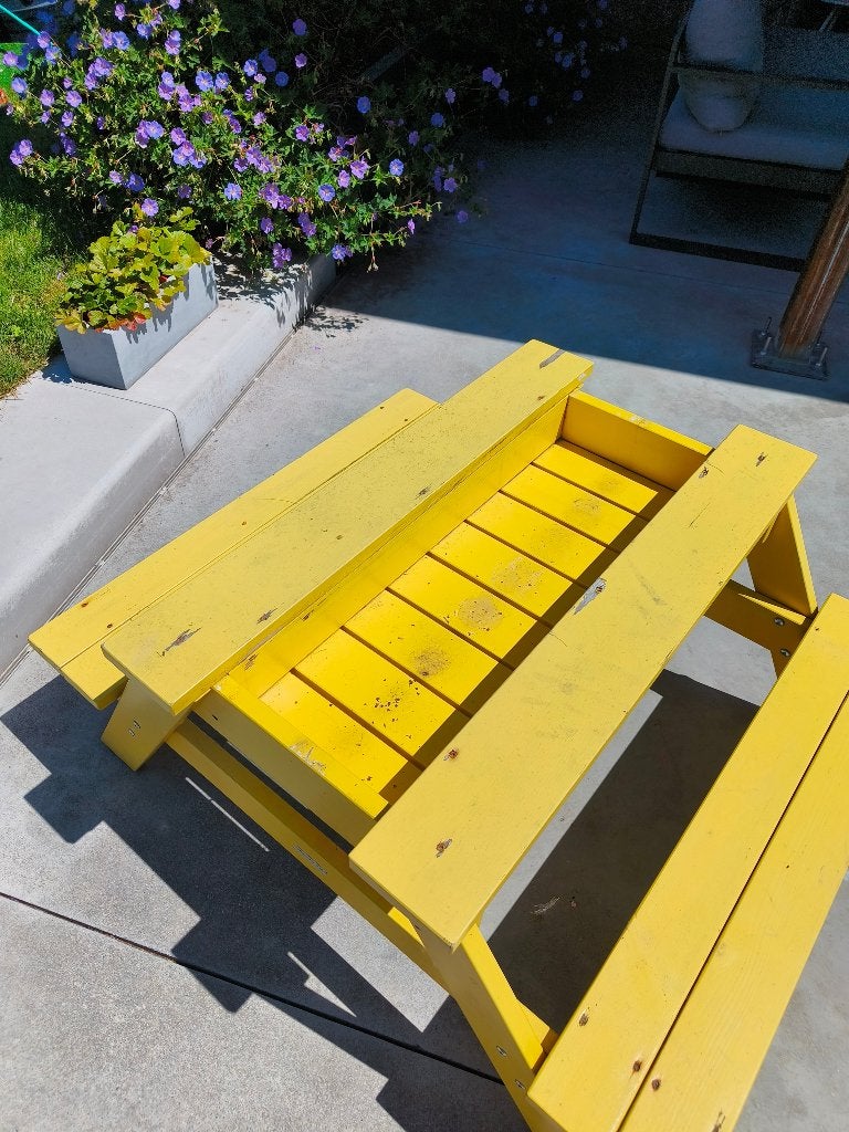 Kinderpicknicktafel, Tuin en Terras, Gebruikt, Rechthoekig, Hout, Ophalen