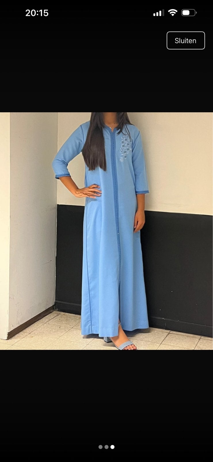 Mooie kaftan?, Ophalen, Blauw, Maat 36 (S), Gedragen