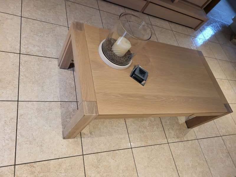 Massief houten salontafel, Huis en Inrichting, Ophalen, 100 tot 150 cm, Eikenhout, 50 tot 100 cm