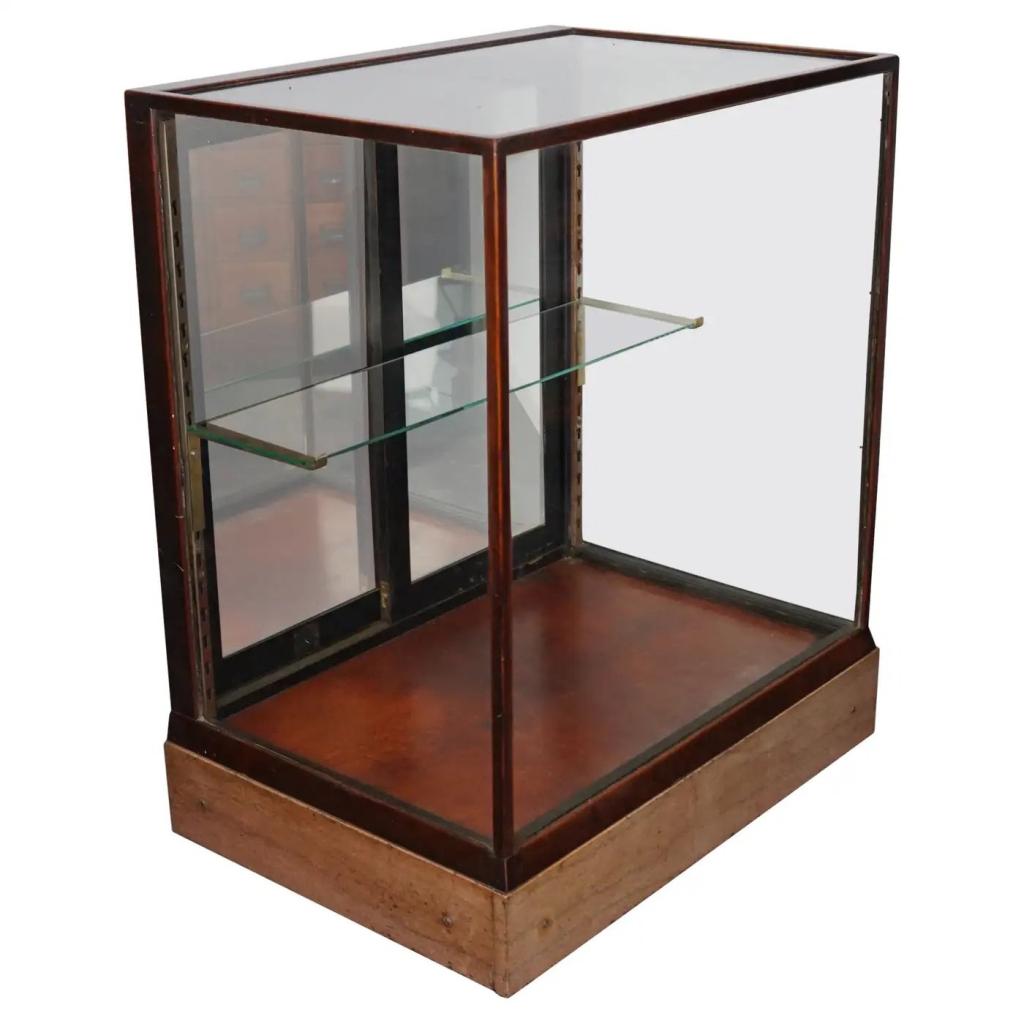 Victoriaanse mahoniehouten winkelvitrine / toonbank vitrine, Ophalen