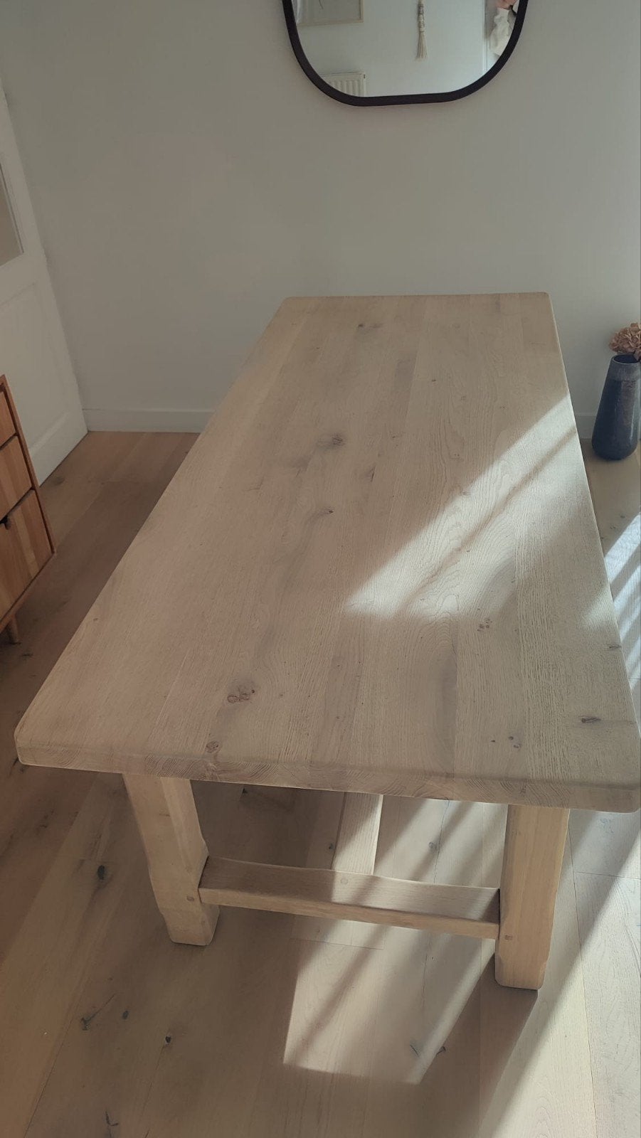 Authentique table de ferme chêne massif, Comme neuf, Enlèvement, 50 à 100 cm, Chêne