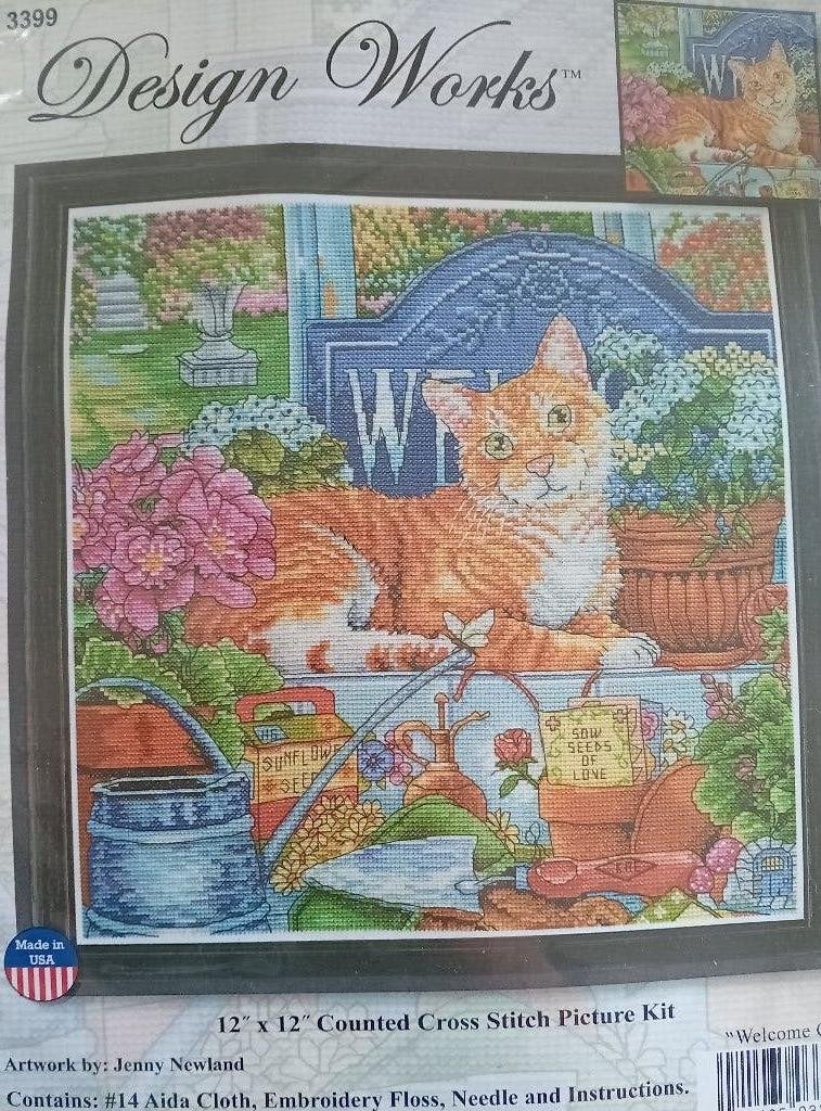 Borduurpakket Welcome Cat van Design Works, Ophalen of Verzenden, Nieuw, Borduurpakket
