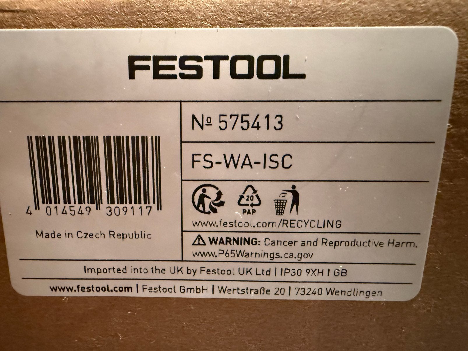 FESTOOL  FS-WA-ISC  HOEKAANSLAG/NIEUW !!, Doe-het-zelf en Bouw, Ophalen, Nieuw