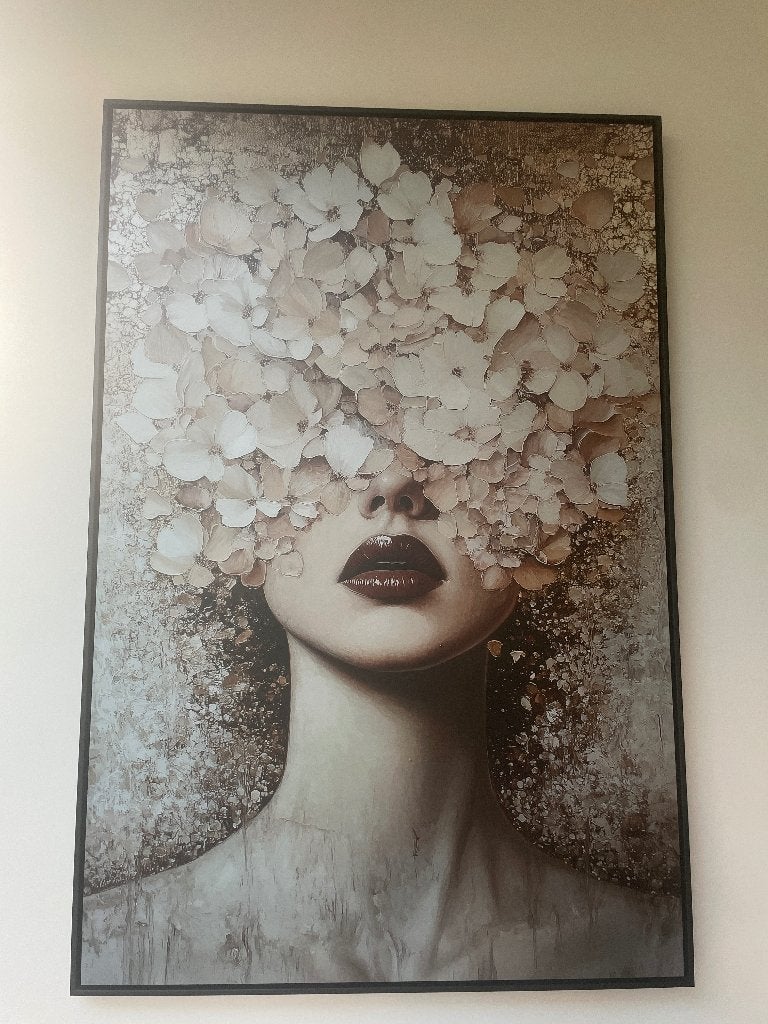 Kunstwerk hoofd met bloemen, Ophalen, Wanddecoratie, 1 meter - 2 meter, Hout
