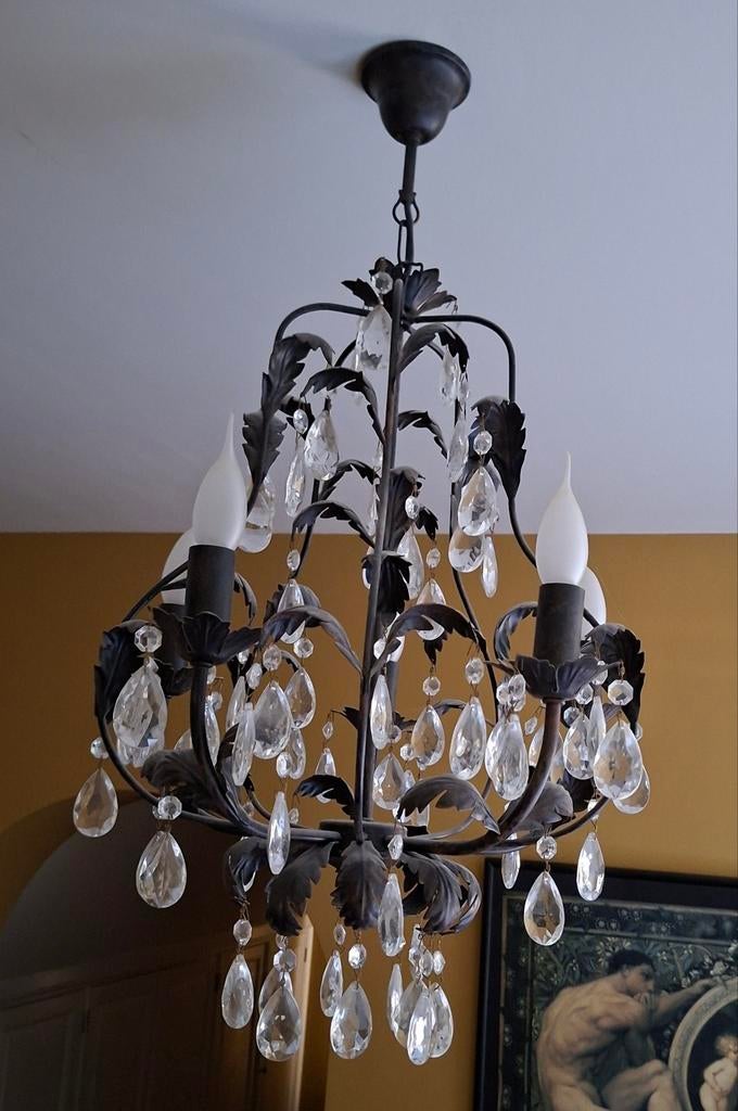 Romantische luster met glazen parels., Ophalen